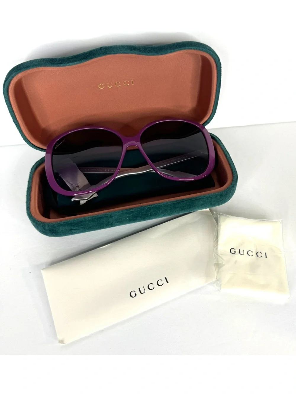 GUCCI 3157 Oversized Sunglasses NEW In Case Violet Silversmoke Made In Italy